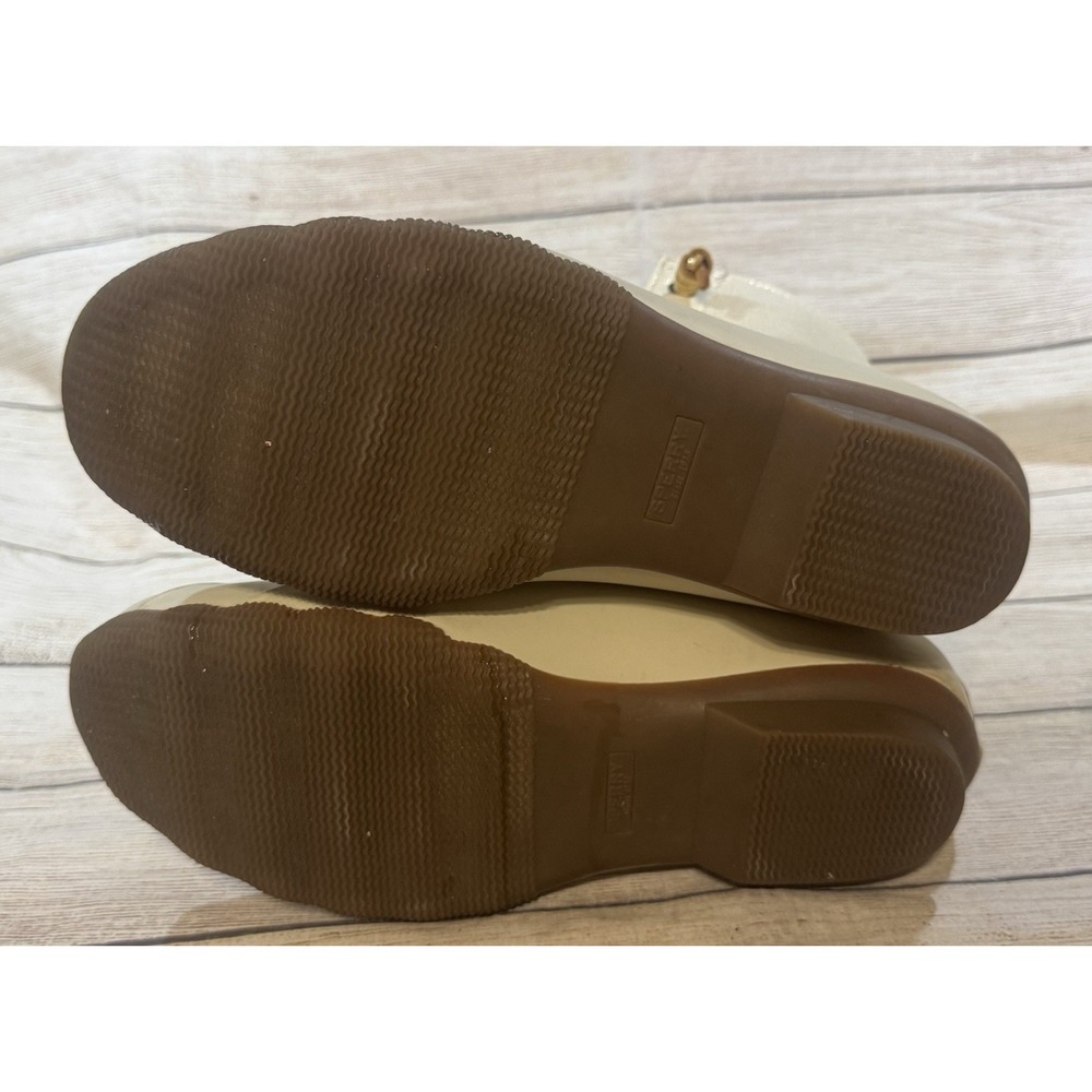 Sperry Rain Duck Boots Saltwater Canvas Rubber Oat Gold 9.5 Great Deal - Picture 7 of 7